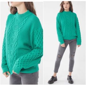 UO Austin Mock-Neck Cable Knit Sweater
